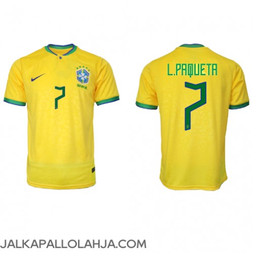 Brasilia Lucas Paqueta #7 Kopio Koti Pelipaita MM-kisat 2022 Lyhyet Hihat